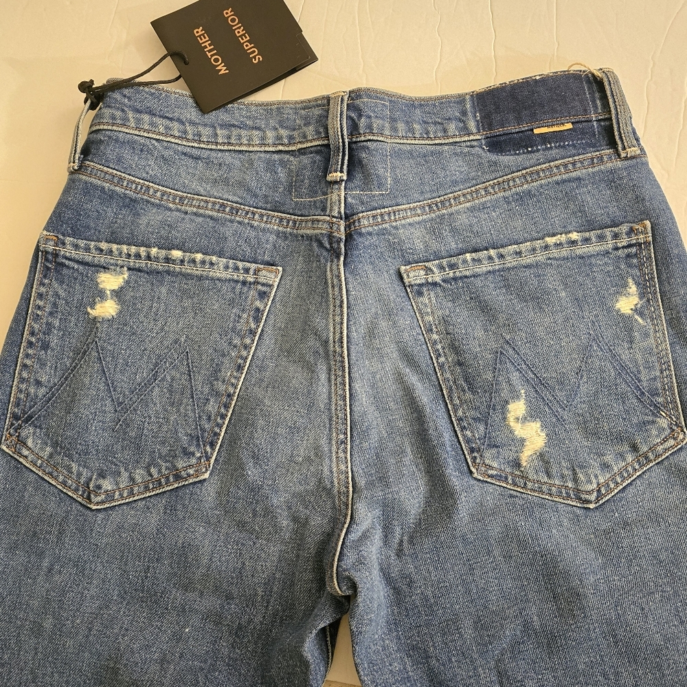 MOTHER The Tomcat Distressed Straight Leg Cropped Jeans Size 30 Mid Wash… - Picture 10 of 10